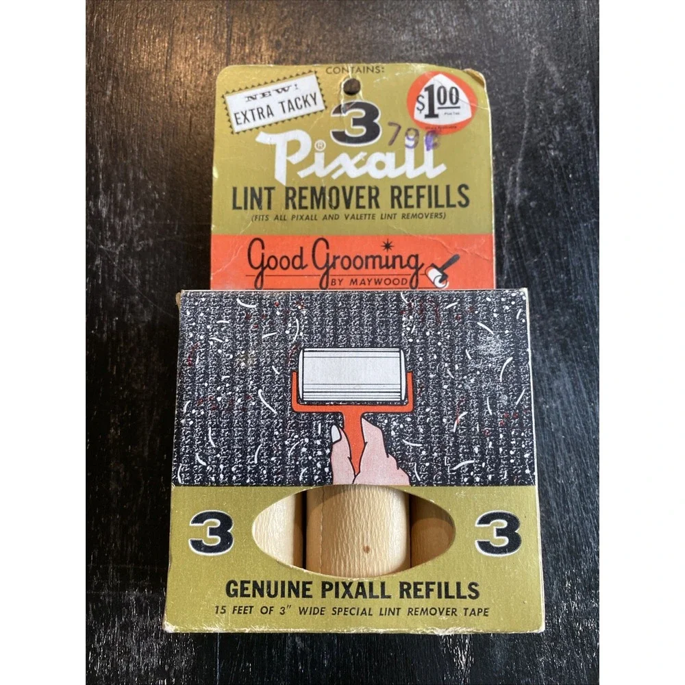Vintage Pixall Lint Remover Refill Pack 3 Original Packaging Extra Tacky Nos